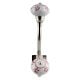 Pink Floral Crackle Ceramic Silver Iron Hook